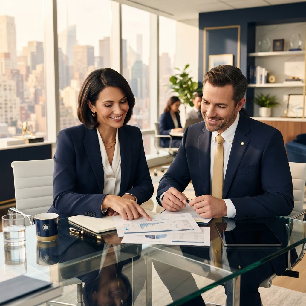 Venture Core Funding advisors reviewing financing options with a client